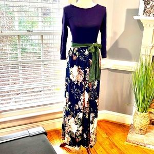 Beautiful navy and green floral maxi dress